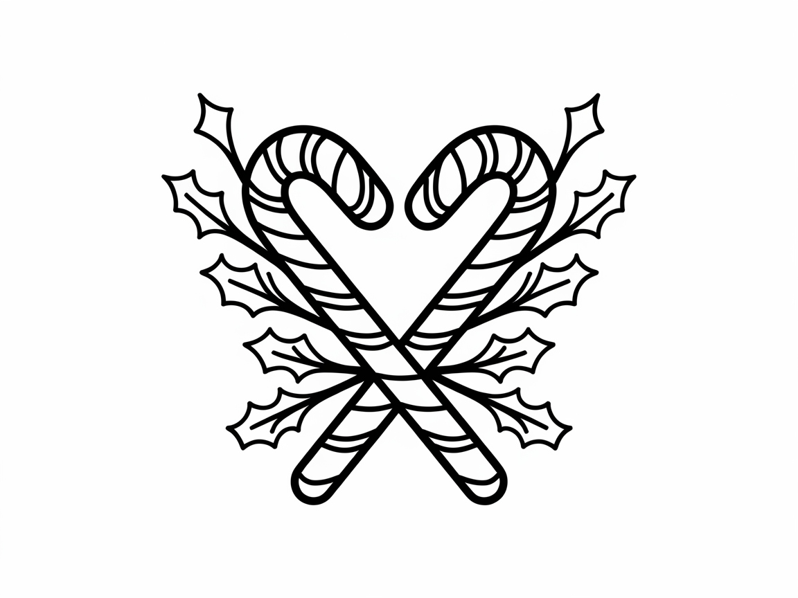 Candy Cane Cross with Holly Leaves