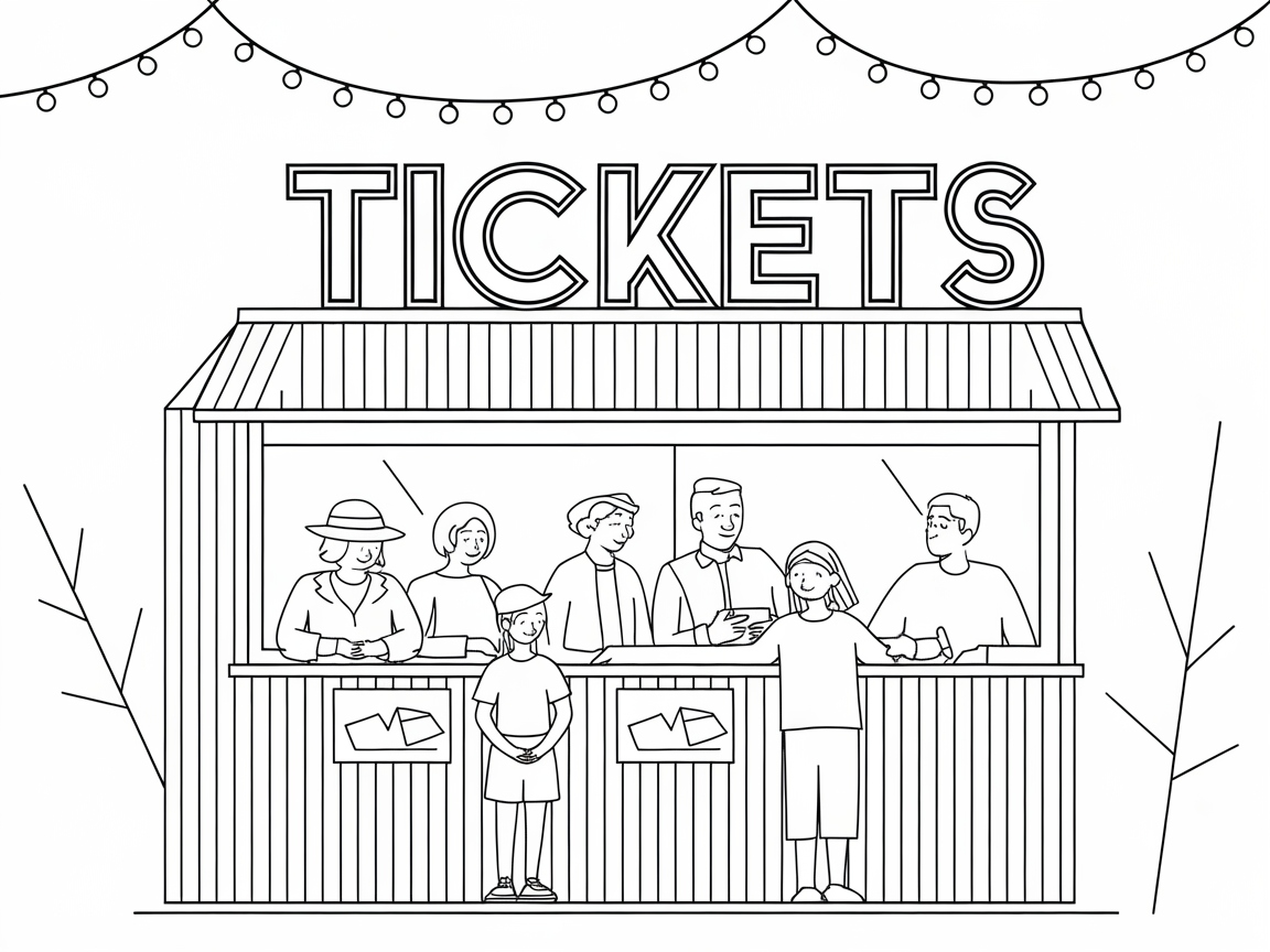 Step into the Fun with This Carnival Ticket Booth Coloring Page
