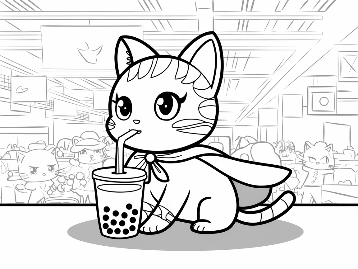 Super Cat Saving the Day with Boba