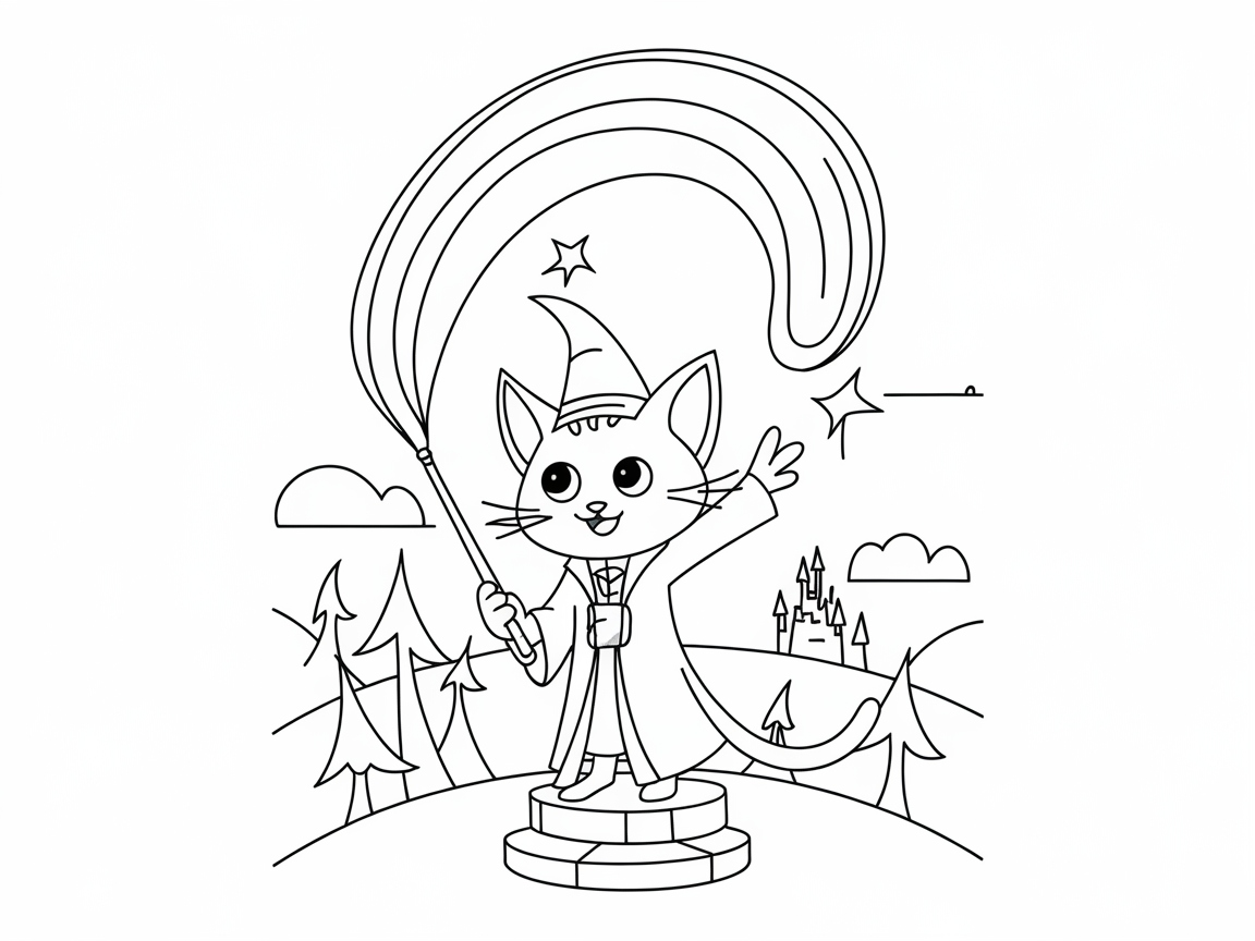 Conjure Magic with This Wizard Cat and Rainbow Spell