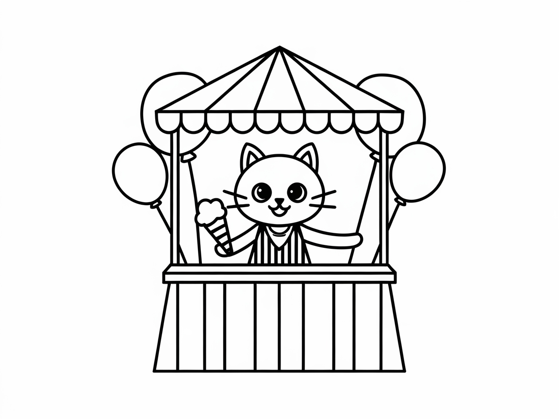 Ice Cream Stand Cat Serving Sweet Treats