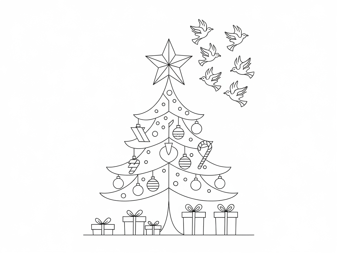 Classic Christmas Tree with Floating Doves