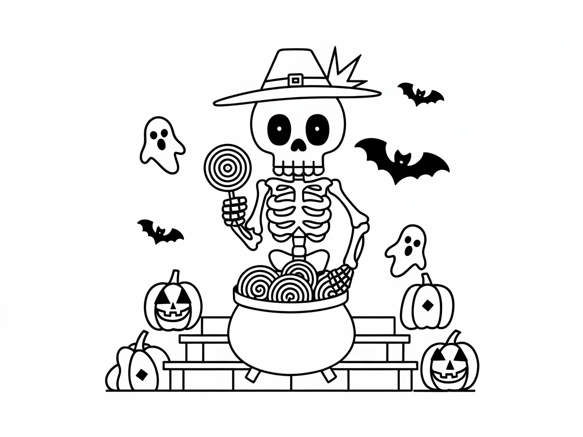 Spooky Skeleton Chef Cooking Up Some Halloween Fun