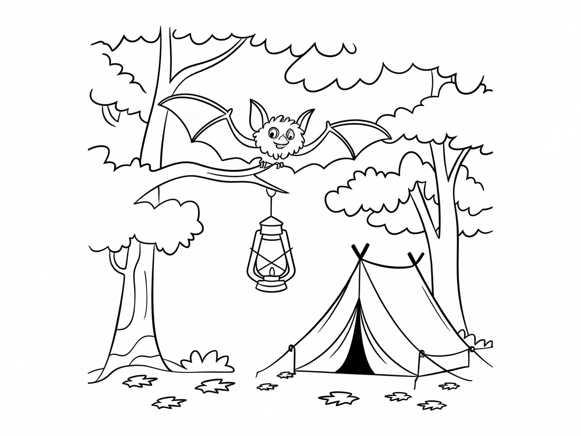 Camping Adventure with a Playful Bat