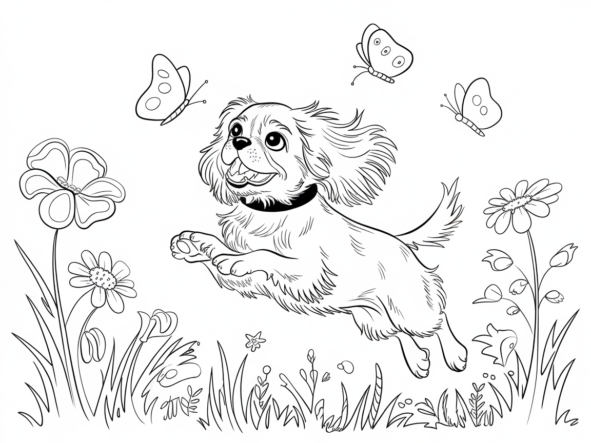 Leaping Cavalier in a Butterfly Meadow