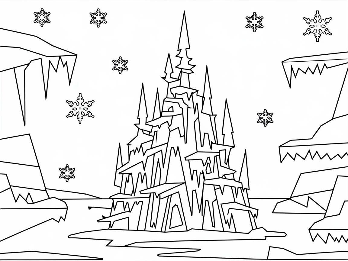 Chill Out with This Icy Castle Coloring Page