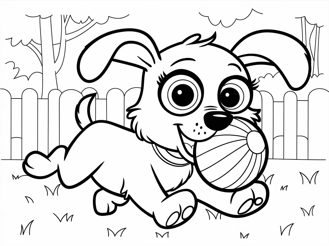 Playful Big-Eyed Puppy in the Backyard