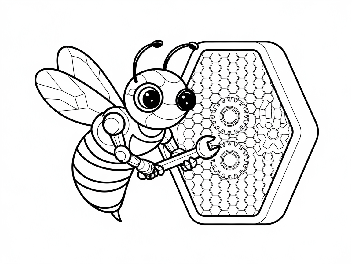 Tinker with This Mechanic Bee Coloring Page