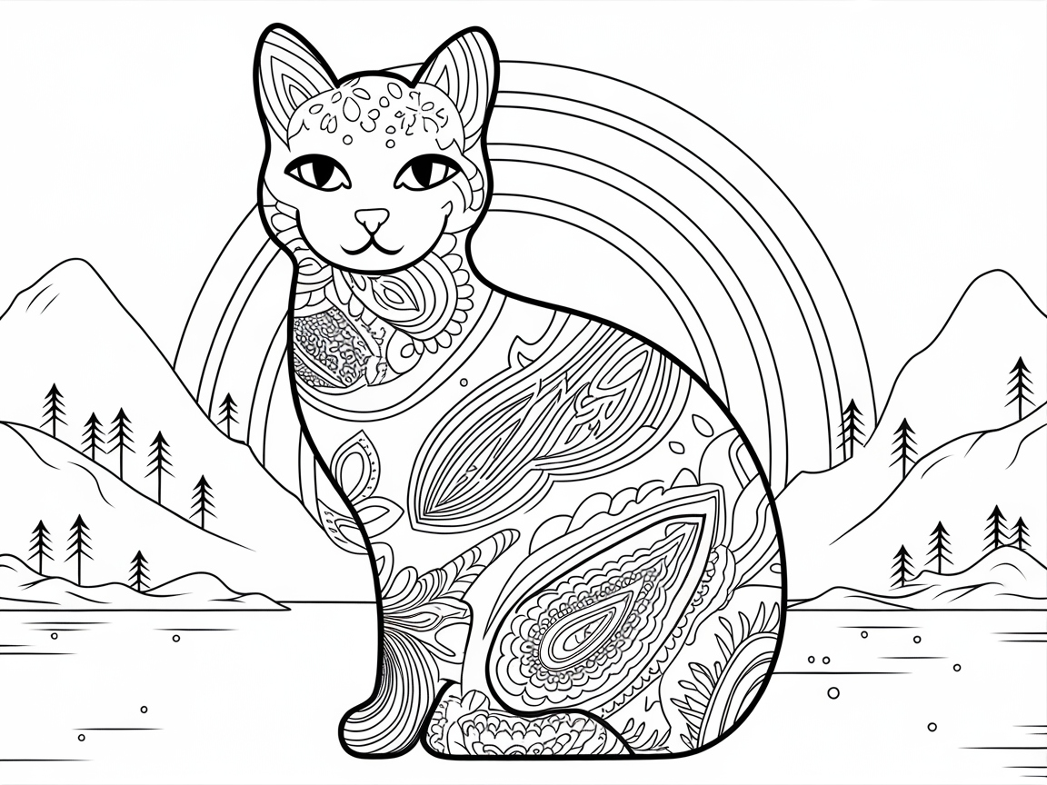 Embrace the Adventure with This Scenic Cat Mandala