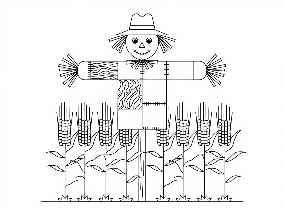 Quaint Scarecrow Watching Over the Cornfield