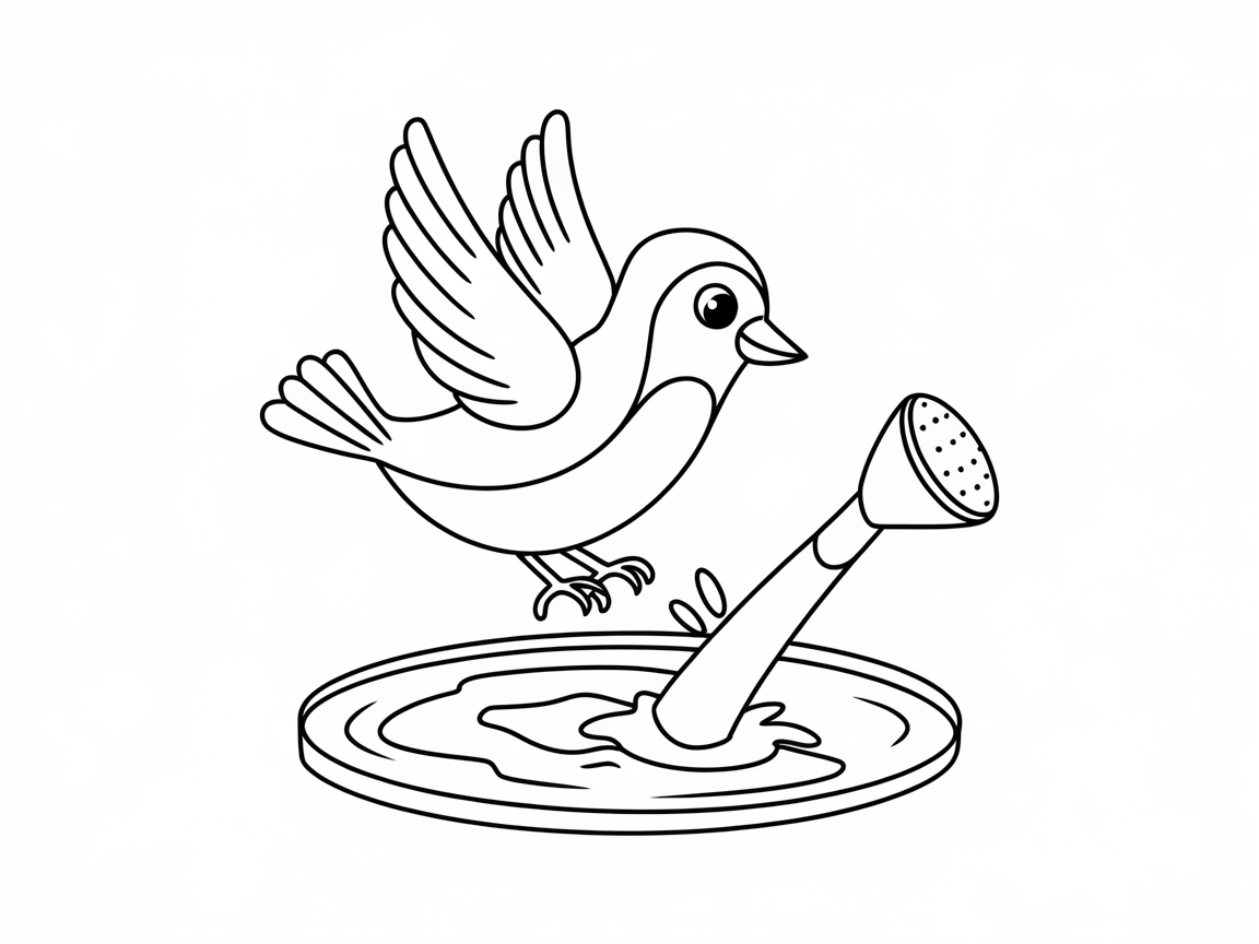 Splash into Creativity with This Bird and Watering Can Scene