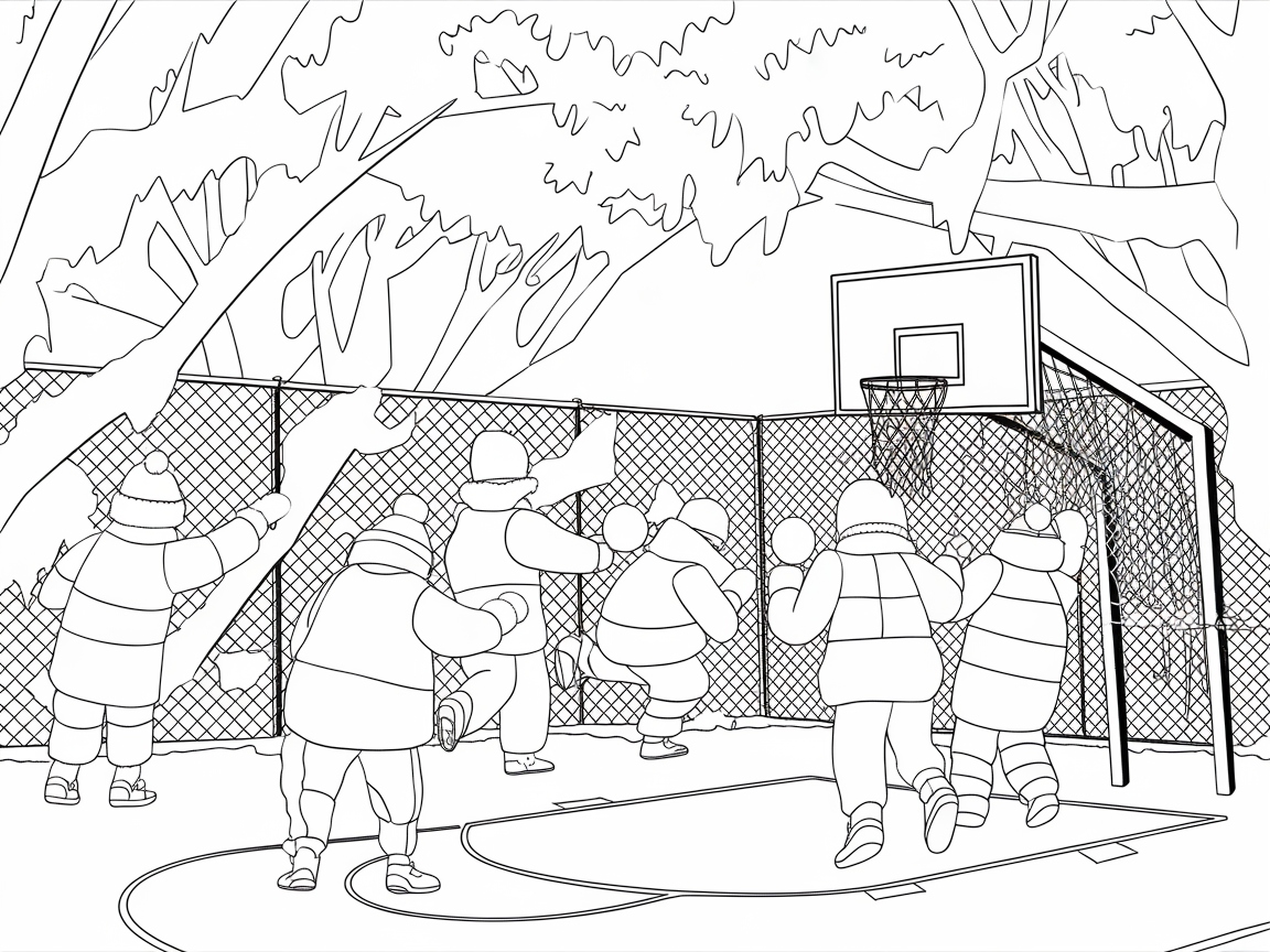Winter Wonderland Basketball Scene