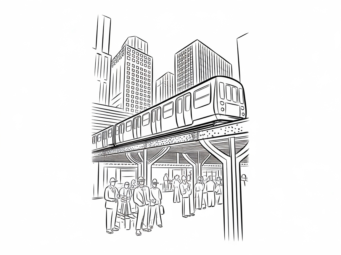Intricate Elevated Train Scene for Urban Enthusiasts
