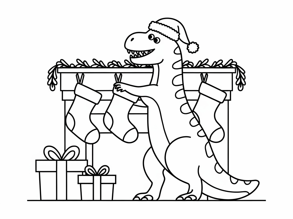Join the T-Rex in Putting Up Holiday Stockings