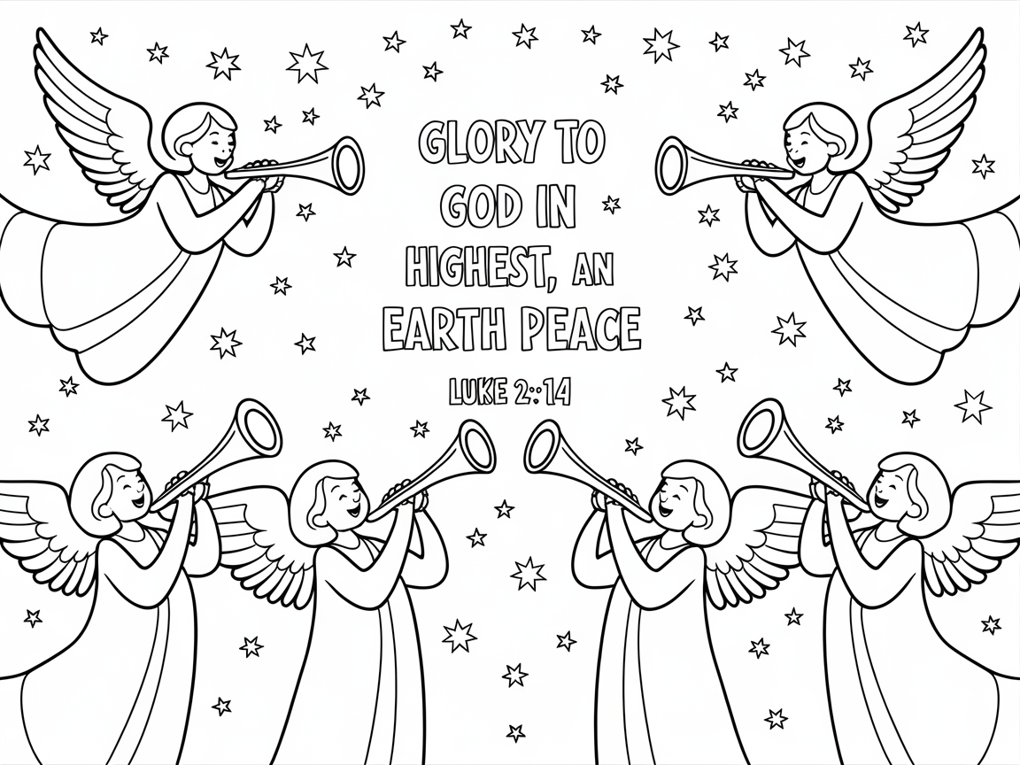 Angelic Celebration Coloring Page