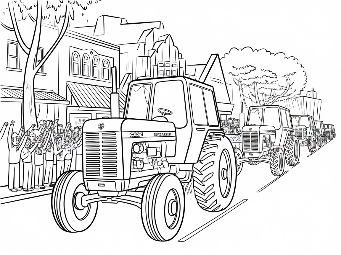 Parade Excitement with This Classic Tractor Scene