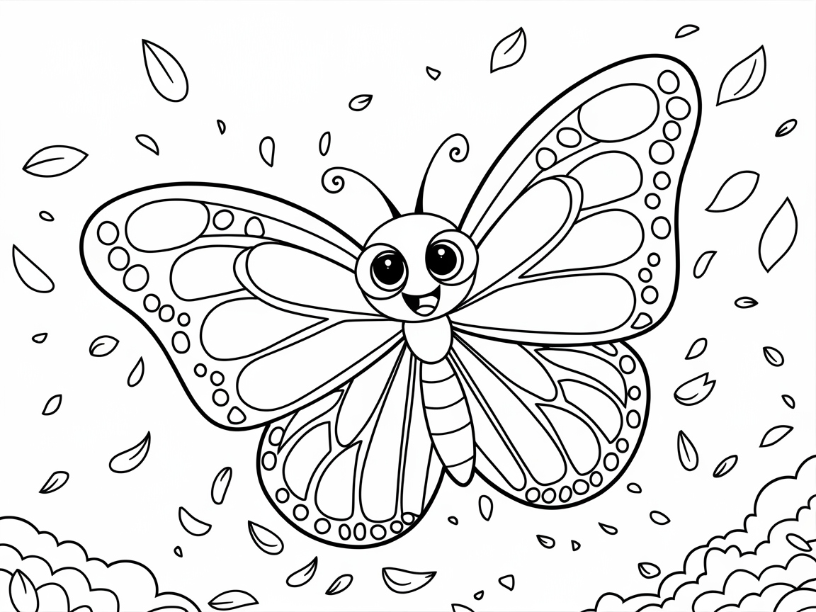 Whimsical Butterfly in a Leafy Shower