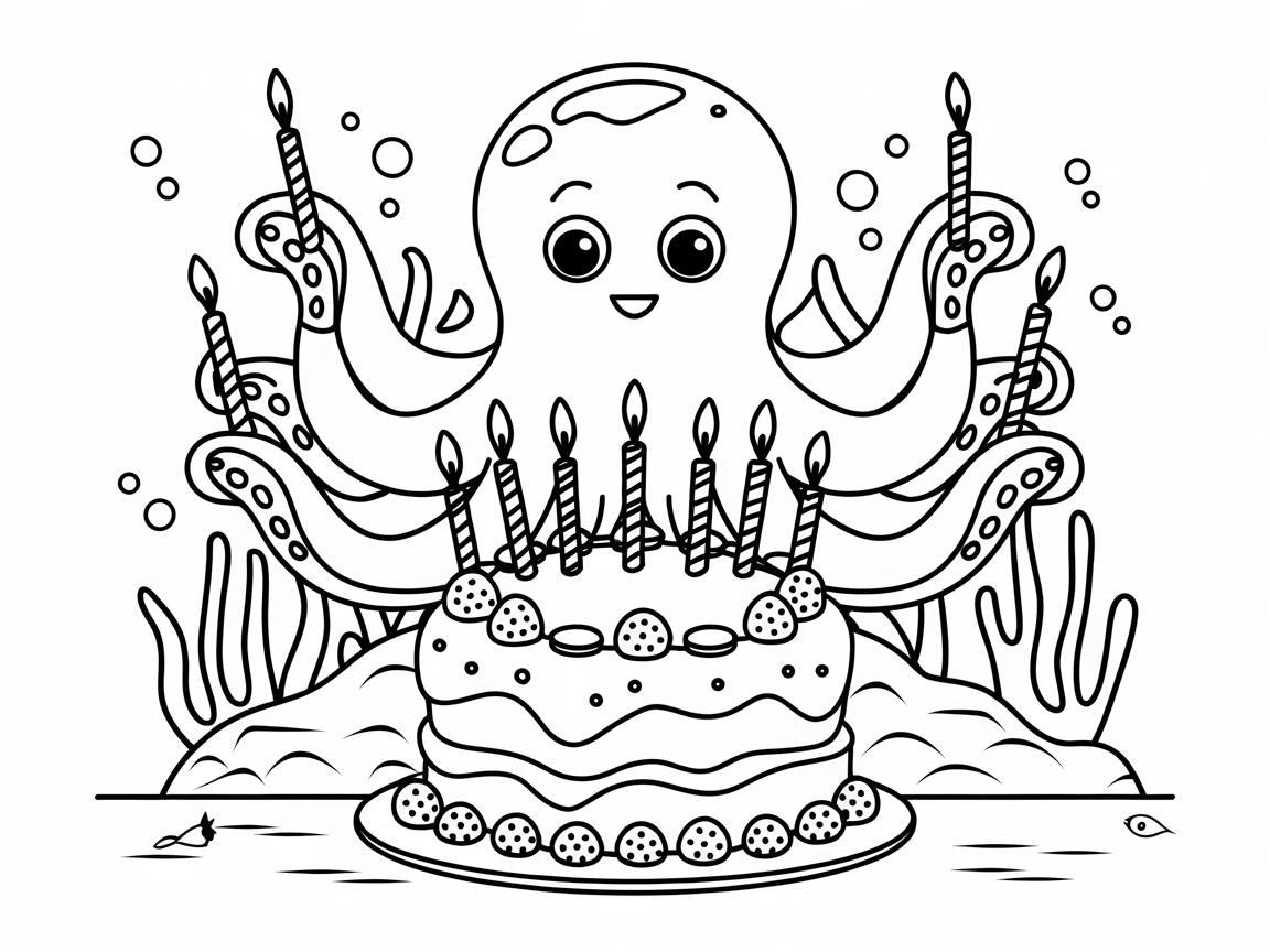 Dive Into Fun With This Octopus Birthday Bash Coloring Page