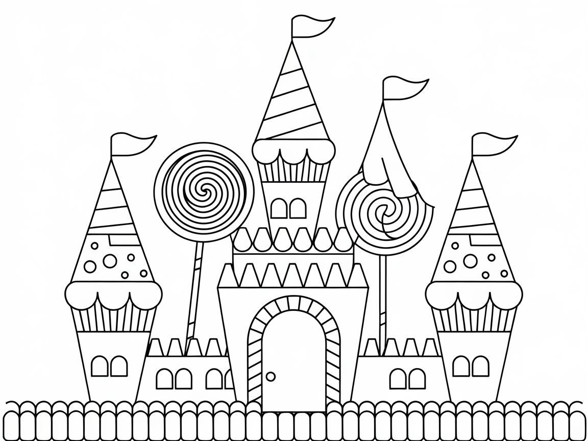 Sweet Dreams Await in This Candy Castle Coloring Page