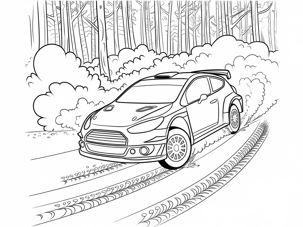 Drift into Adventure with This Rally Car Coloring Page