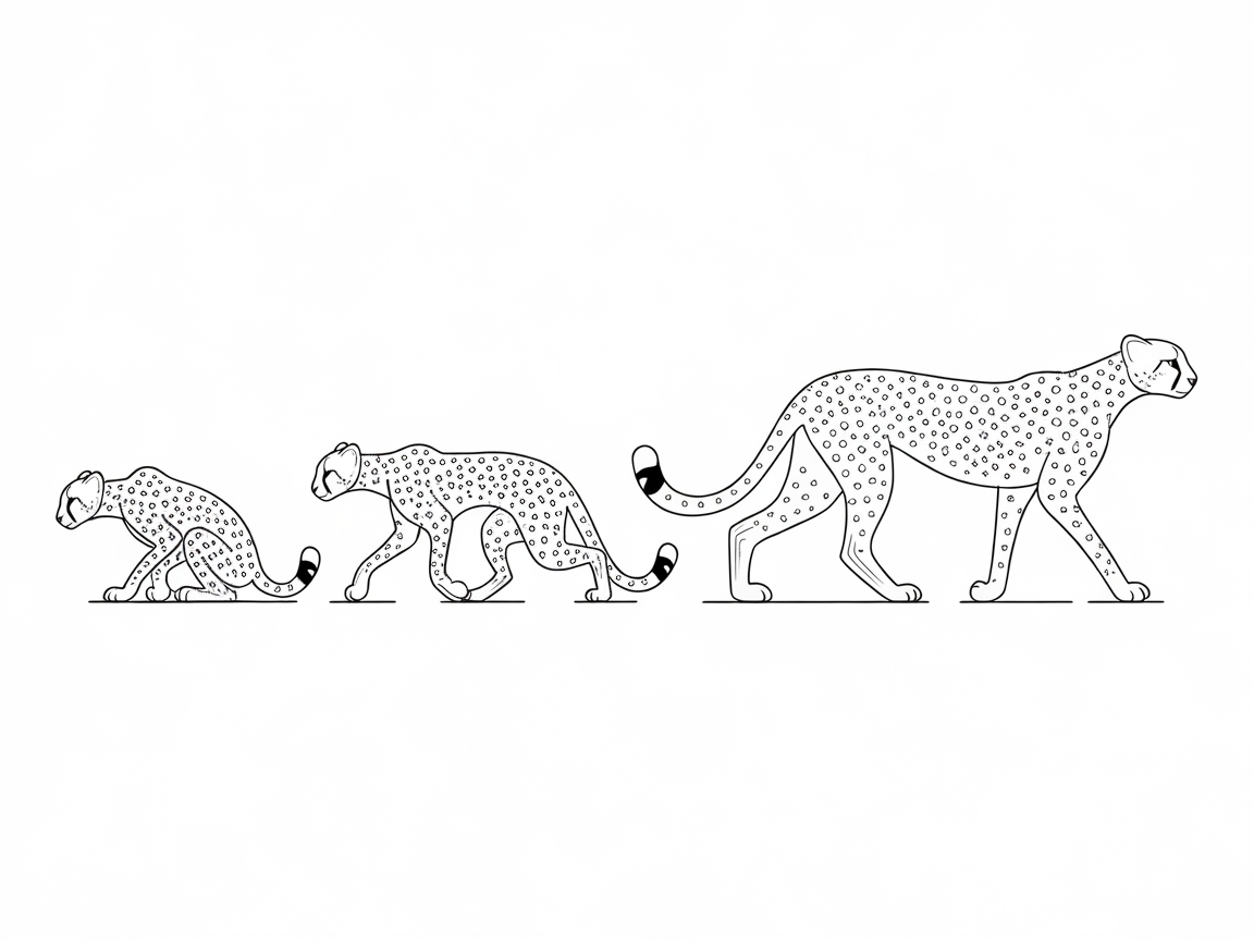 Cheetah Growth Journey Line Art