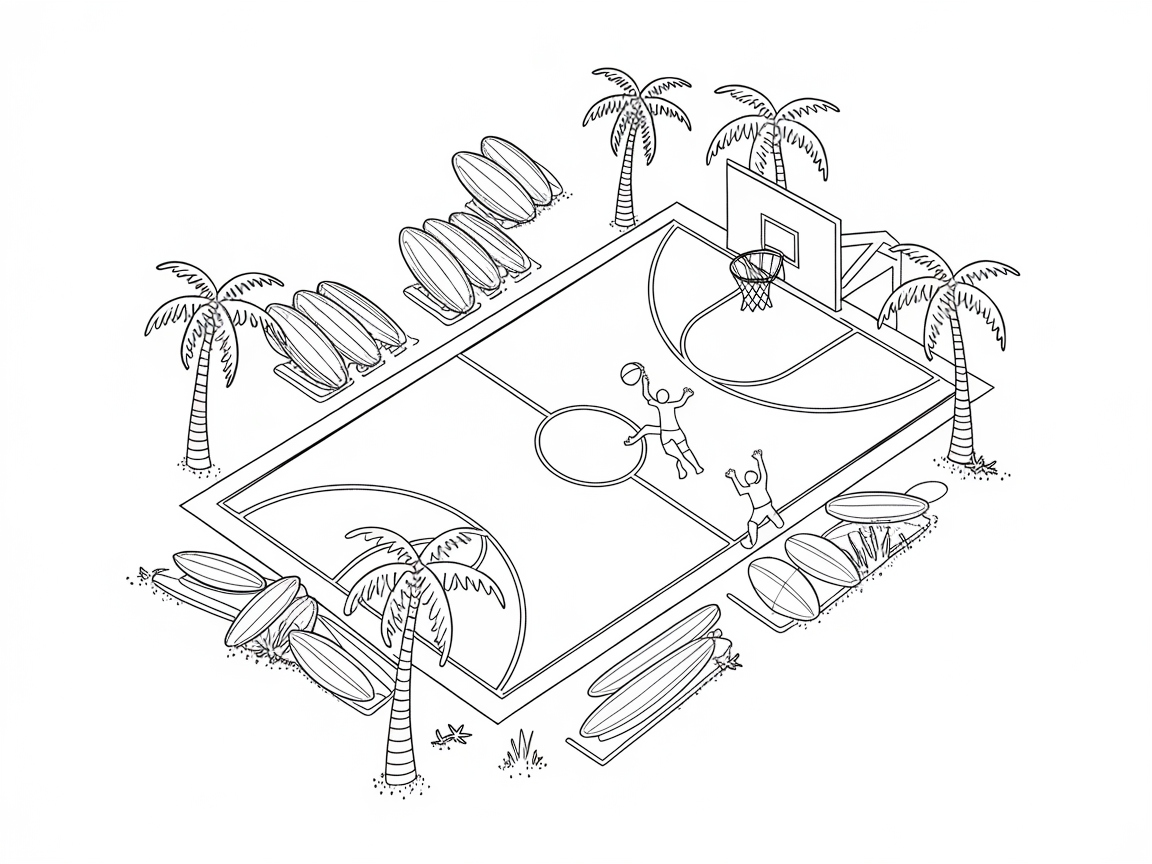 Tropical Basketball Court Adventure