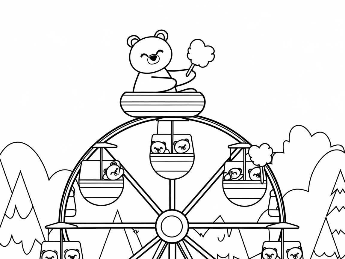 Joyful Bear Riding a Ferris Wheel