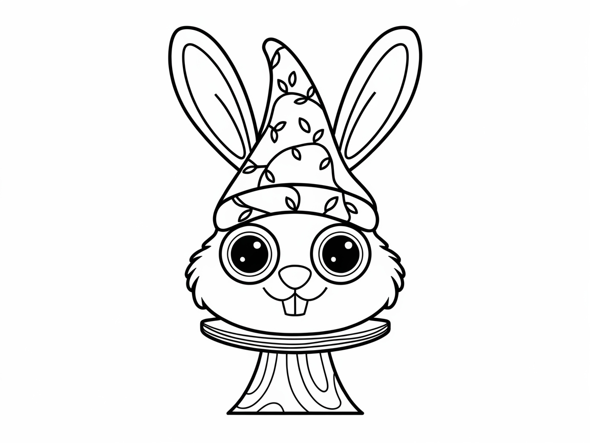 Whimsical Bunny in a Leafy Wizard Hat