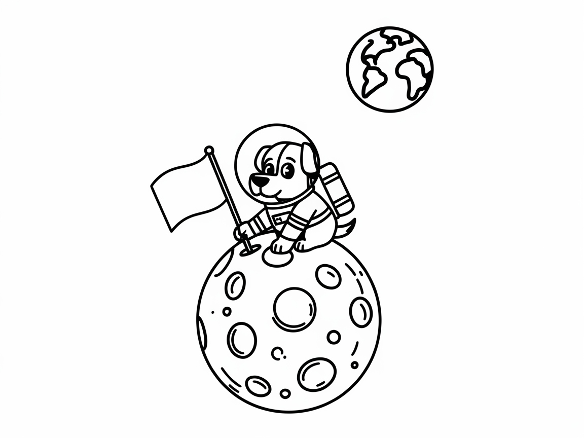 Astronaut Beagle on a Lunar Mission