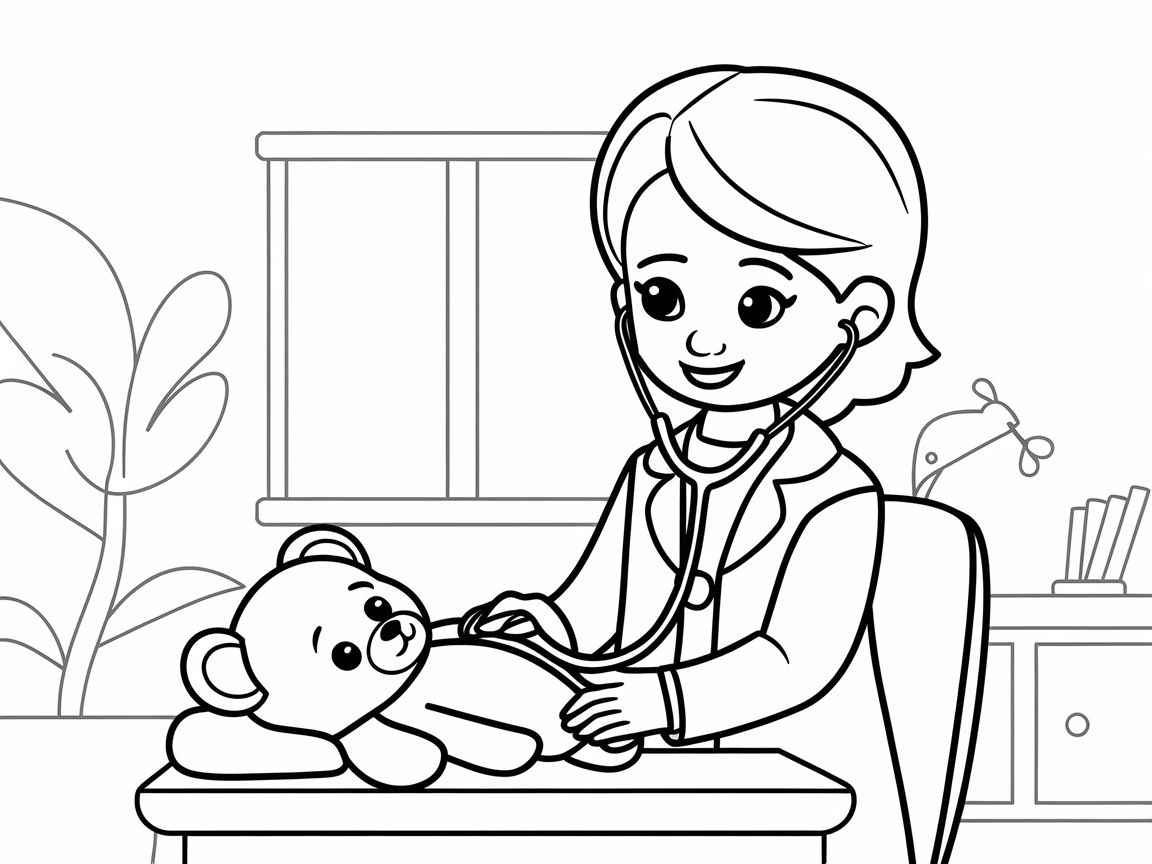 Care and Compassion with This Little Doctor Coloring Page