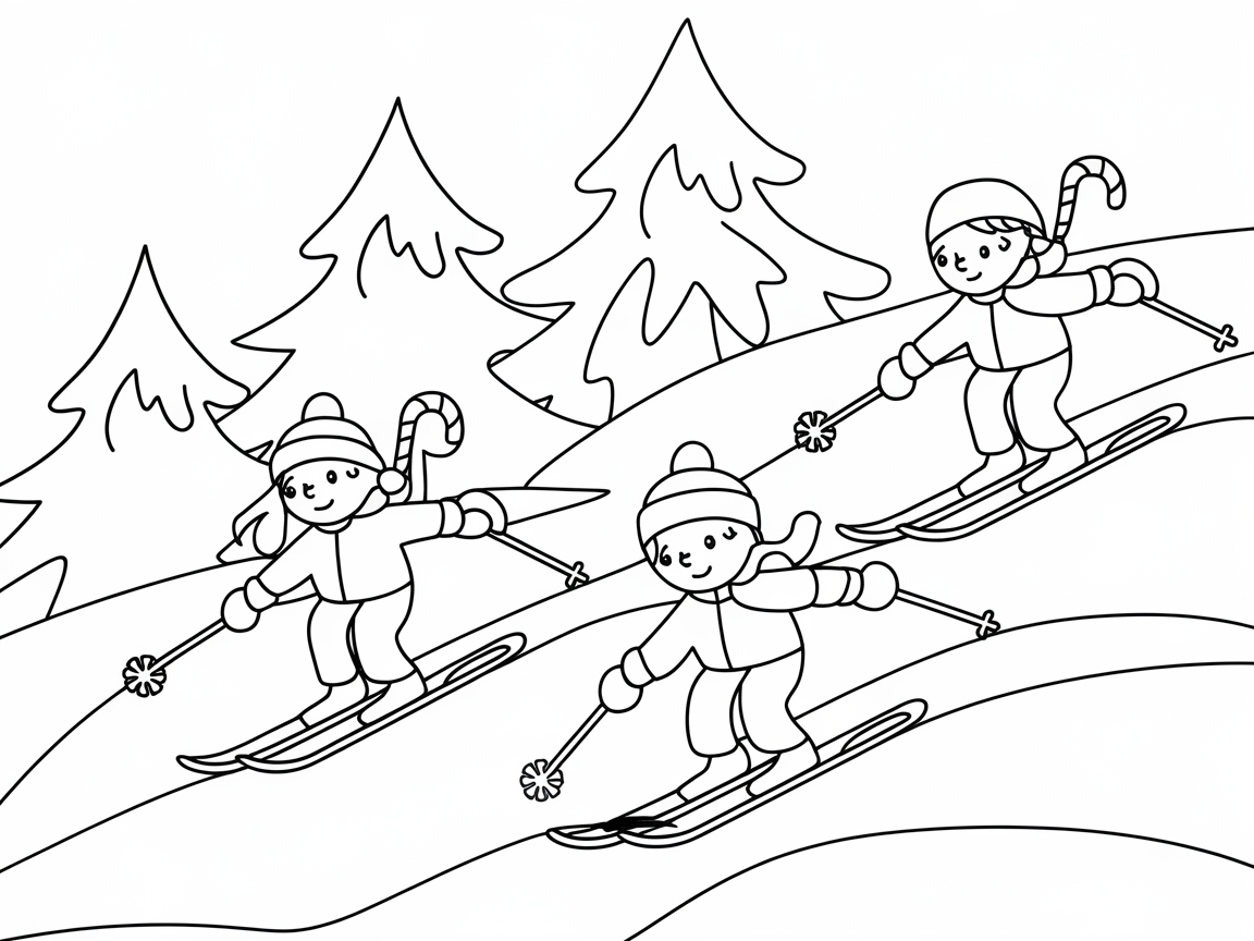 Skiing Adventure with Candy Canes