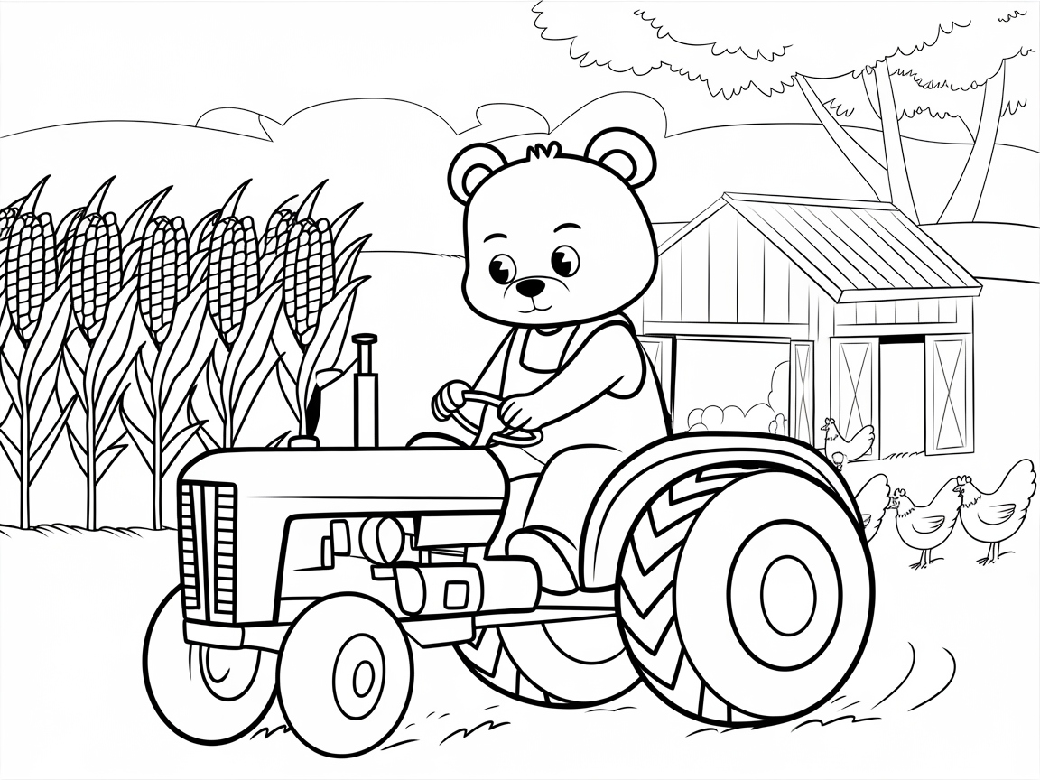 Farm Adventure With Bear on a Tractor