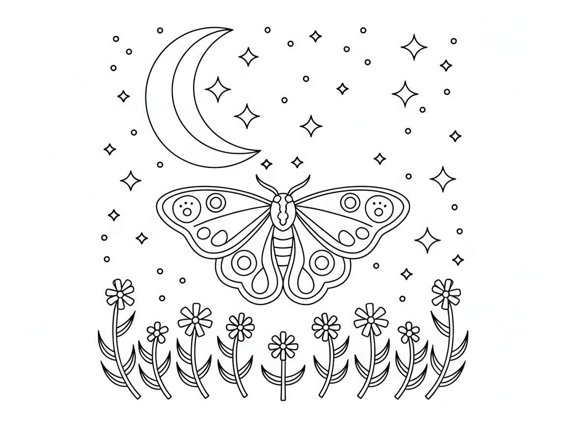Nighttime Butterfly Under the Moonlit Sky