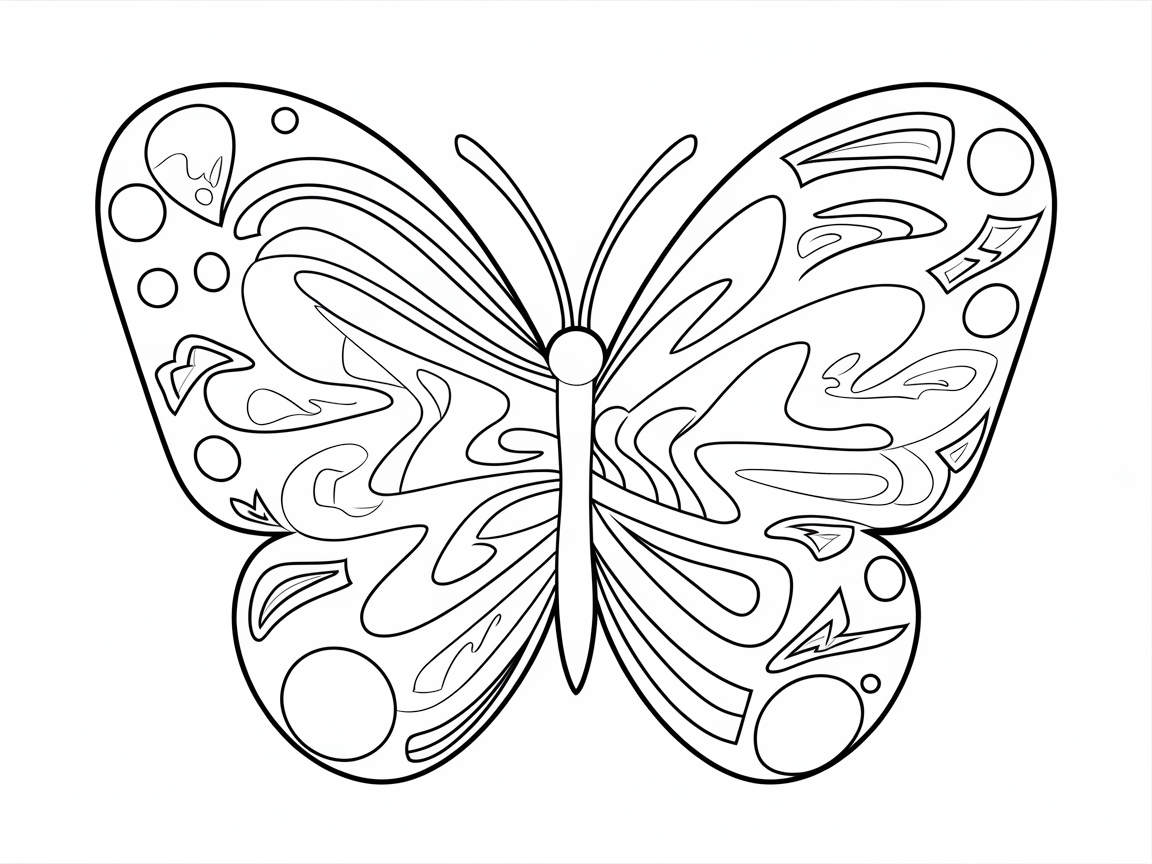 Abstract Butterfly Design with Playful Patterns