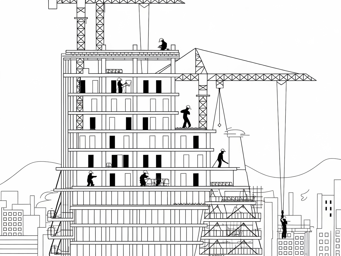 Dynamic Construction Site Alive with Activity