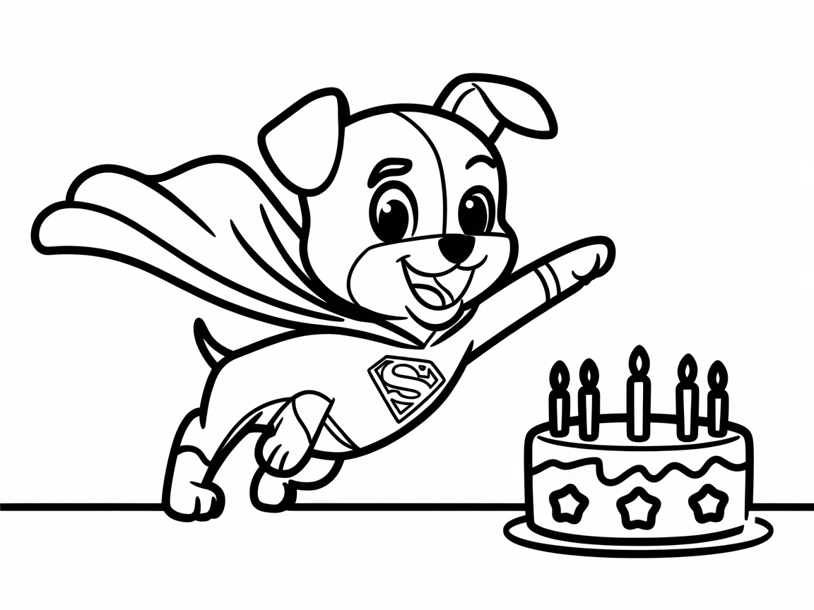 Super Pup Celebration: Color This Heroic Birthday Scene