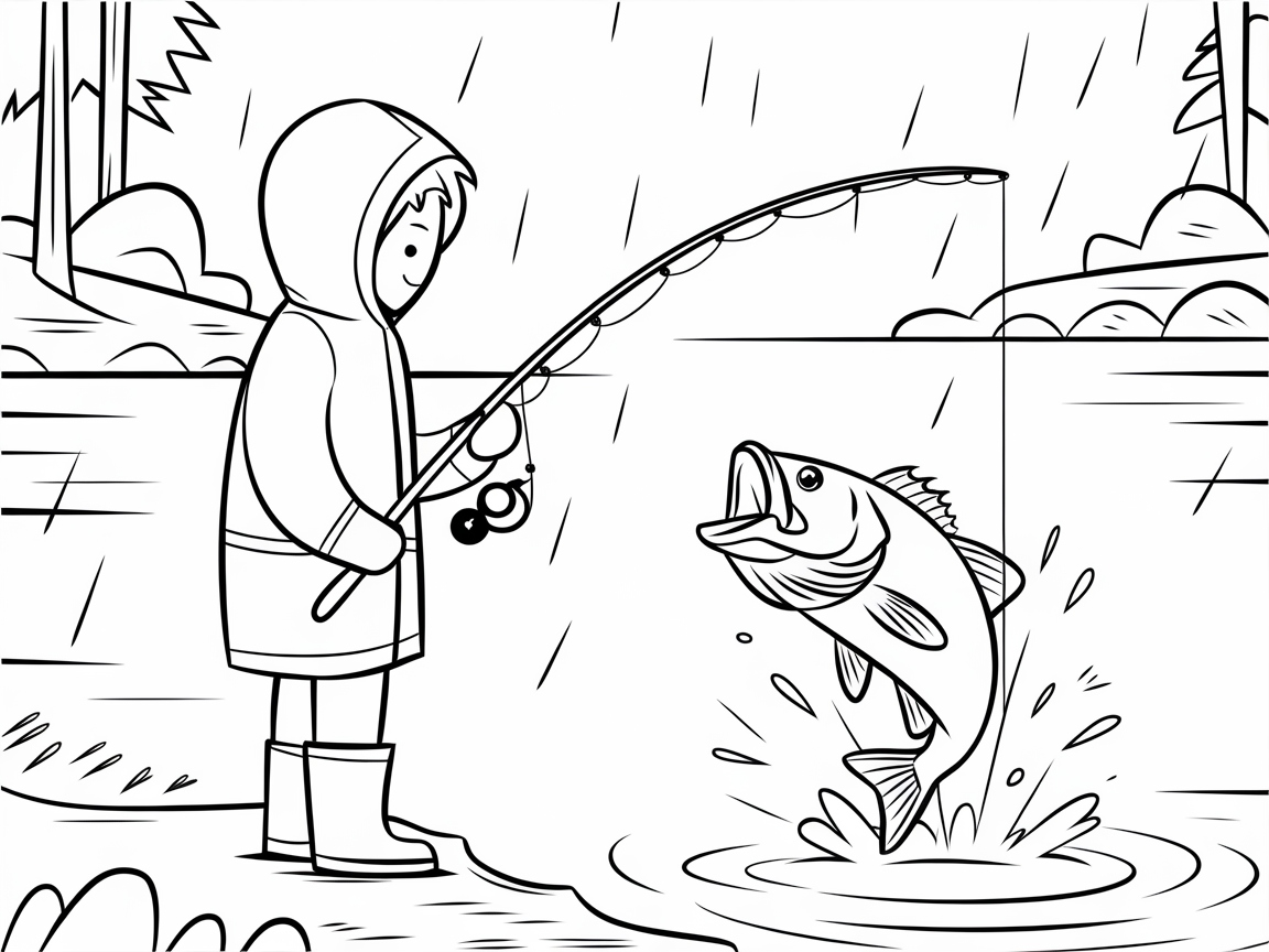 Rainy Day Catch: Young Angler