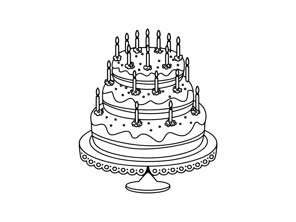 Celebrate with This Charming Birthday Cake Coloring Page