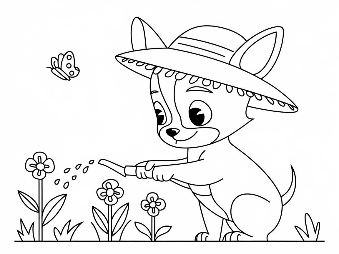 Gardening Chihuahua with Flowers