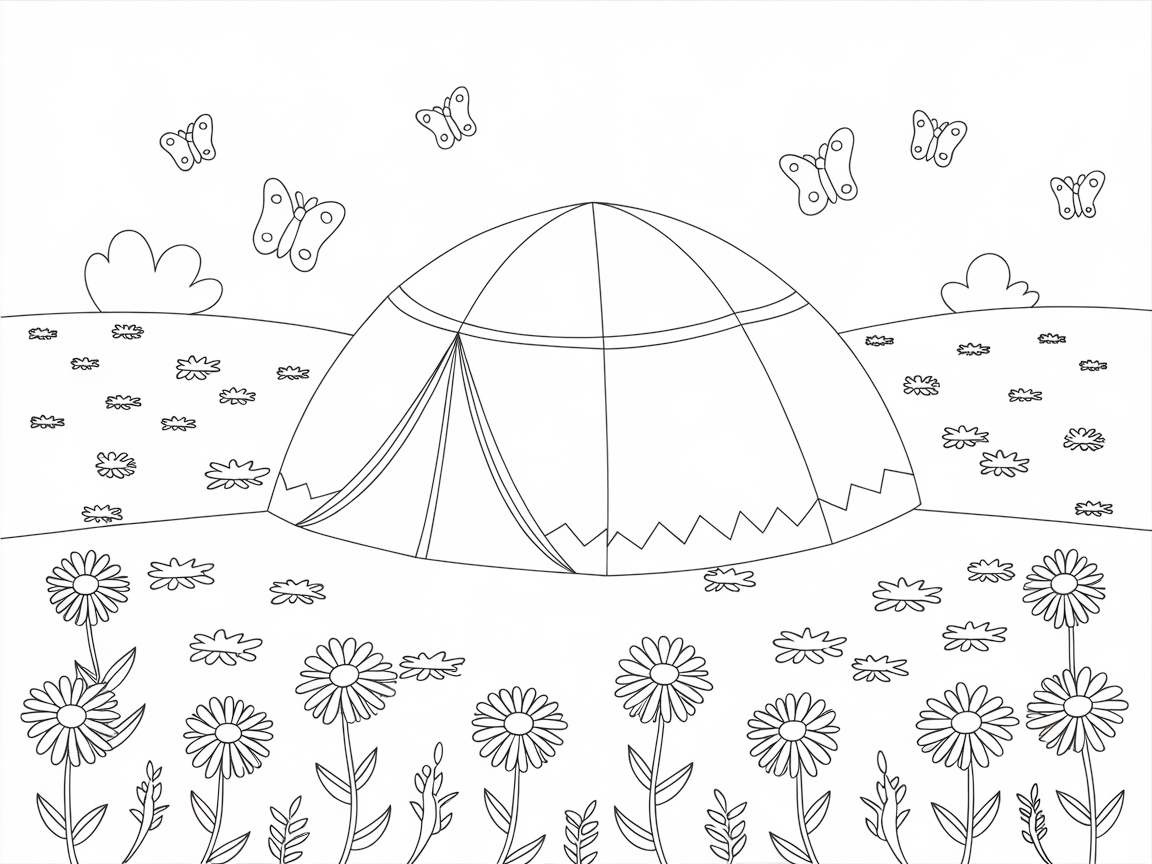Butterfly Bliss in a Flowered Camping Meadow