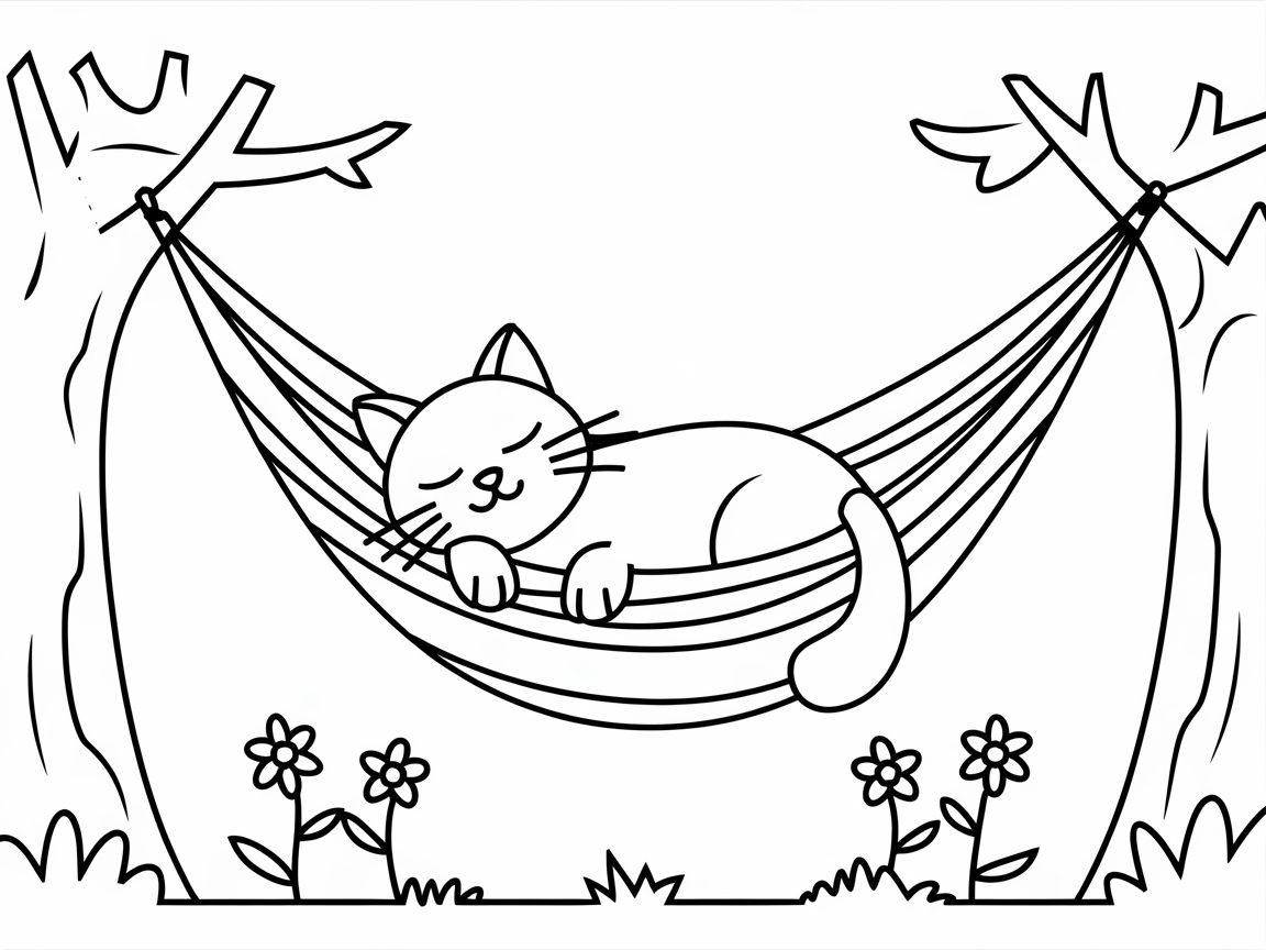 Lazy Afternoon with a Cat in a Hammock