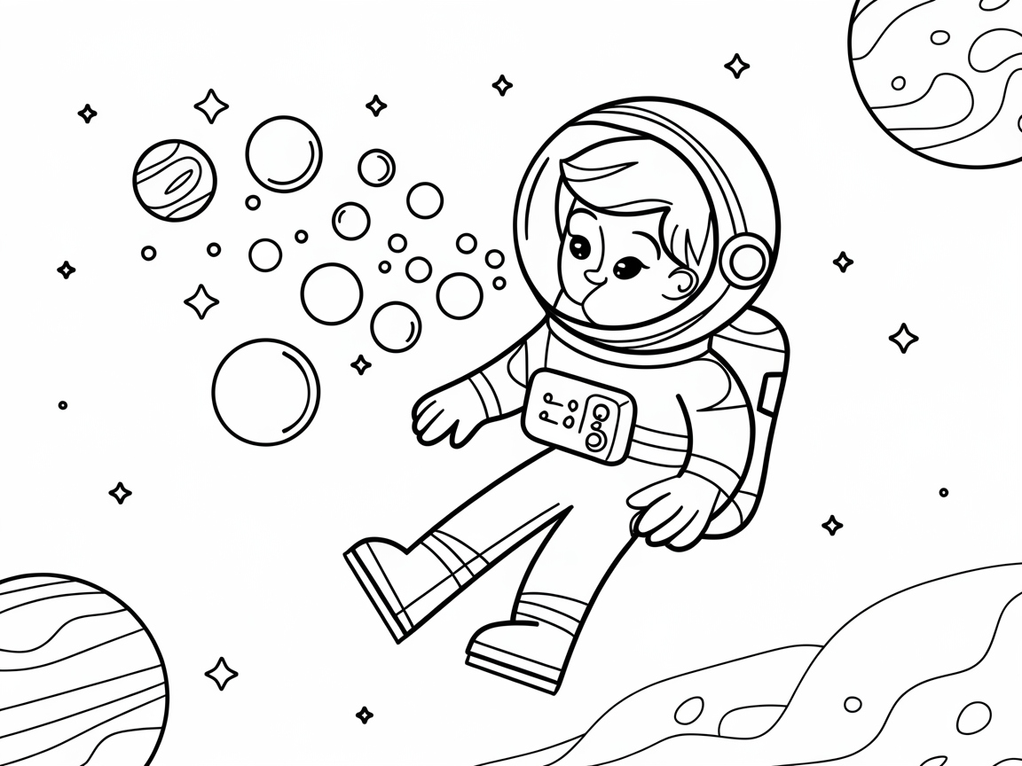 Blast Off with This Cosmic Astronaut Bubble Scene