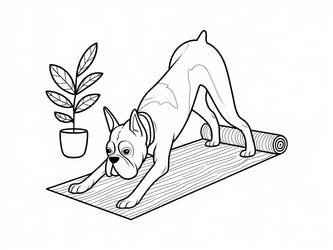 Boxer Dog Yoga Session on a Mat