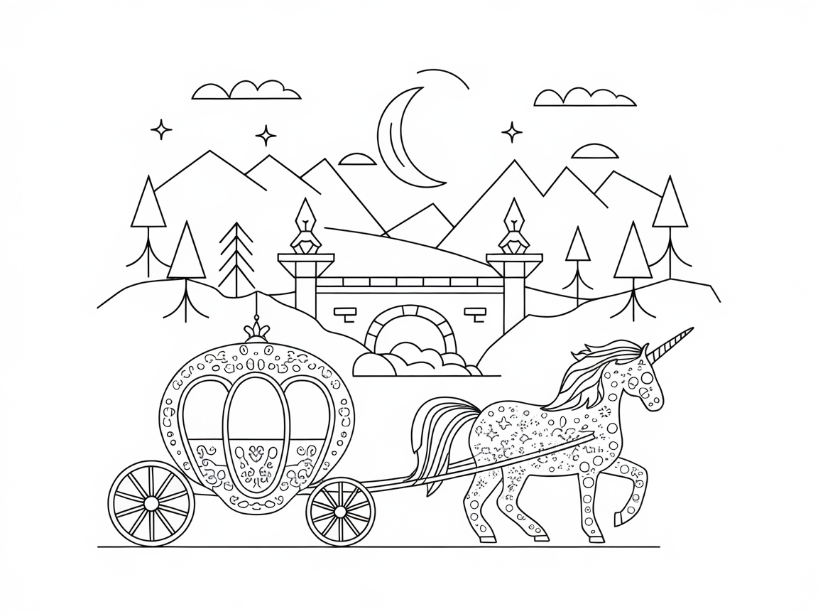 Magical Unicorn Carriage Journey Through Enchanted Mountains