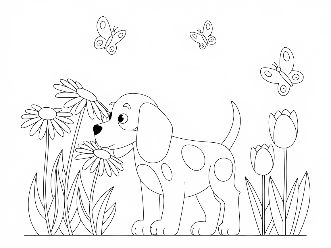 Curious Beagle in a Floral Wonderland