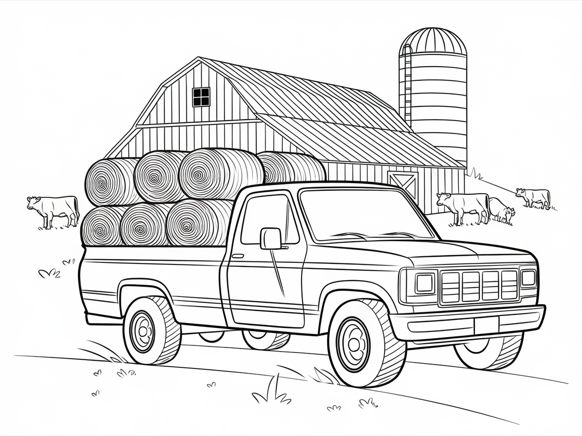Load Up with This Farm Truck Adventure Coloring Page