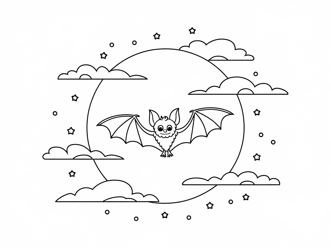 Adorable Bat Under a Starry Sky