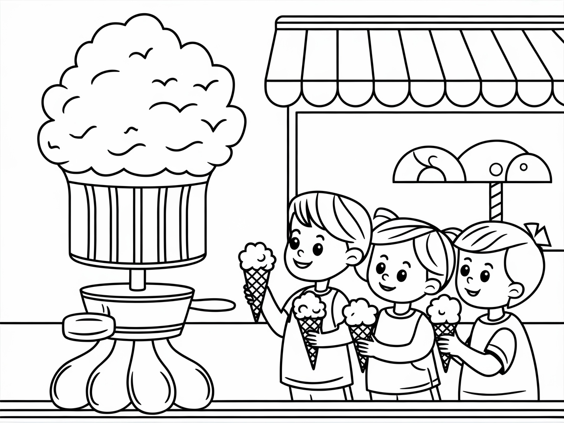 Color Up This Fun Ice Cream Shop Scene