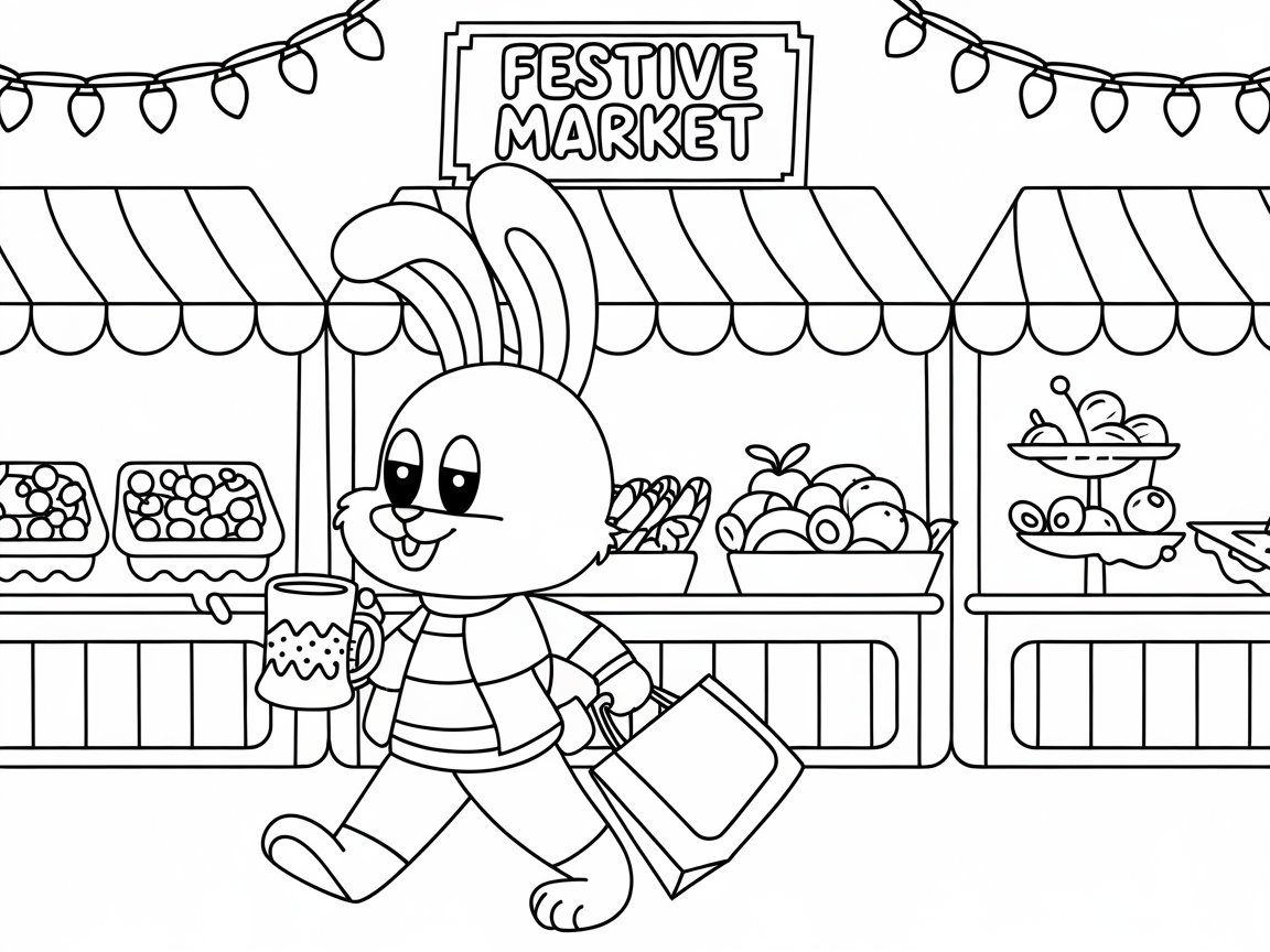 Cheerful Bunny at the Festive Market