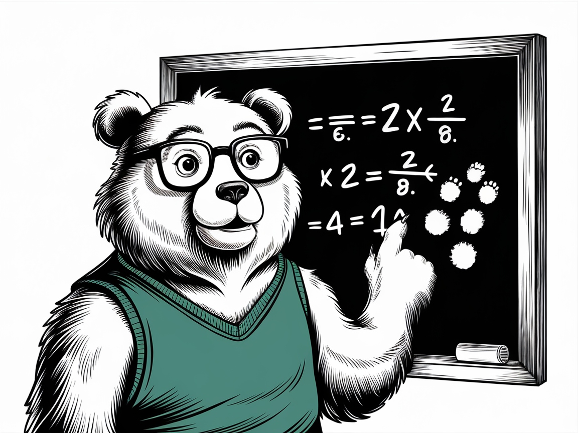 Brainy Bear at the Blackboard